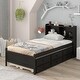 preview thumbnail 1 of 6, Twin Size Wooden Bed with Twin Trundle,Drawers, Bookcase and Headboard Espresso