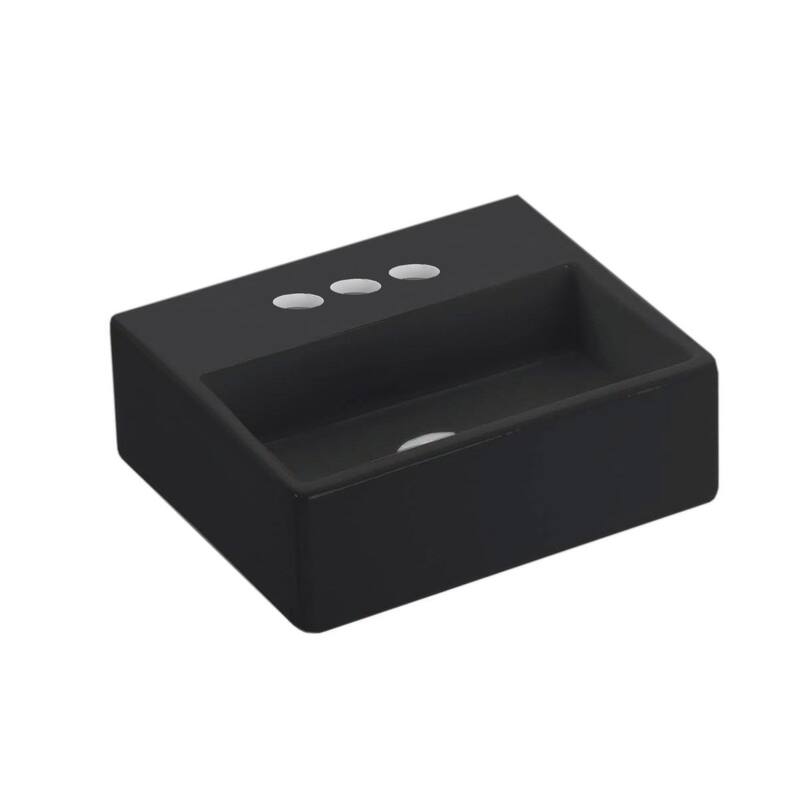 WS Bath Collections Quattro 13" Rectangular Ceramic Vessel or Wall - Gloss Black