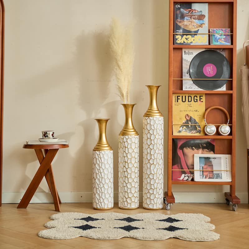 Metal Vase Set of 3, Tall Standing Floor Vases Home Décor Vase