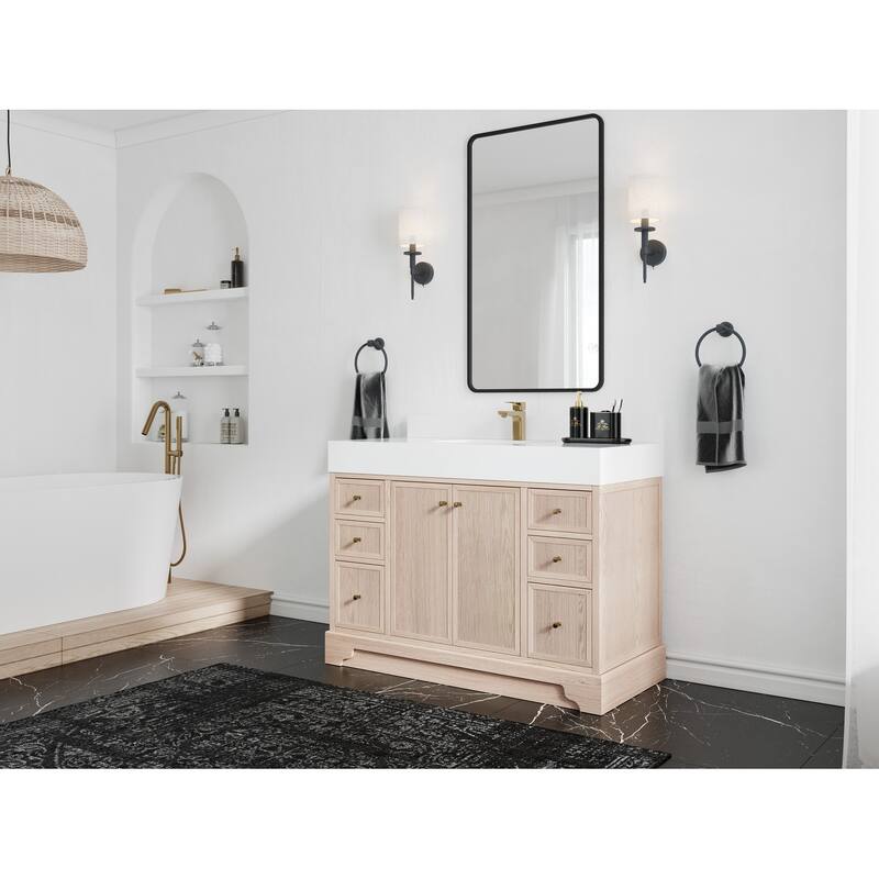 Willow Collections 48 in. W x 22 in. D Manhattan Oak Wood Single Sink Bathroom Vanity with Countertop