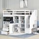 preview thumbnail 3 of 11, Twin Loft Bed with 4-Tier Shelves, Pull-Out Desk, Storage Stairs, Blackboard Slat Support Loft Bed for Kids Teens - White
