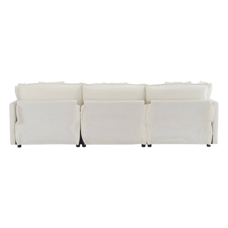 Corduroy Modular Sofa Couch, Upholstered Sleeper Recliner Sofa Couch with Side Storage Pockets and 3 Movable Ottomans