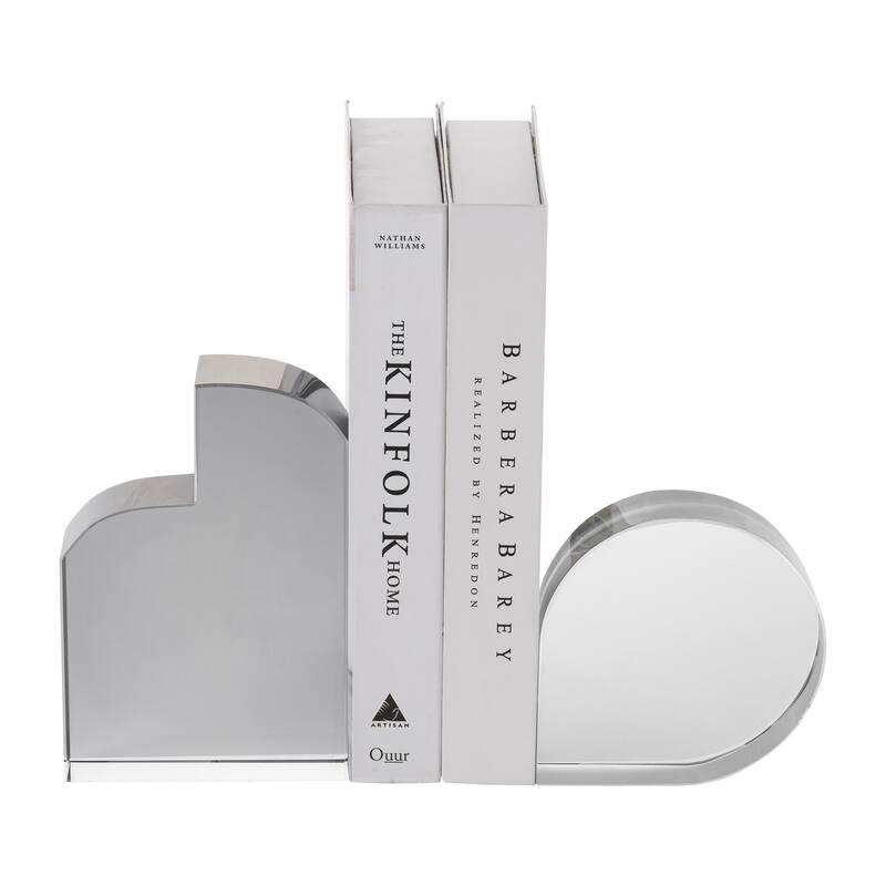 Sagebrook Home Glass, Set Of 2 6" Contemporary Bookends, Smoke, Novelty, 6"H, Solid Color - 6.0" x 2.0" x 6.0"