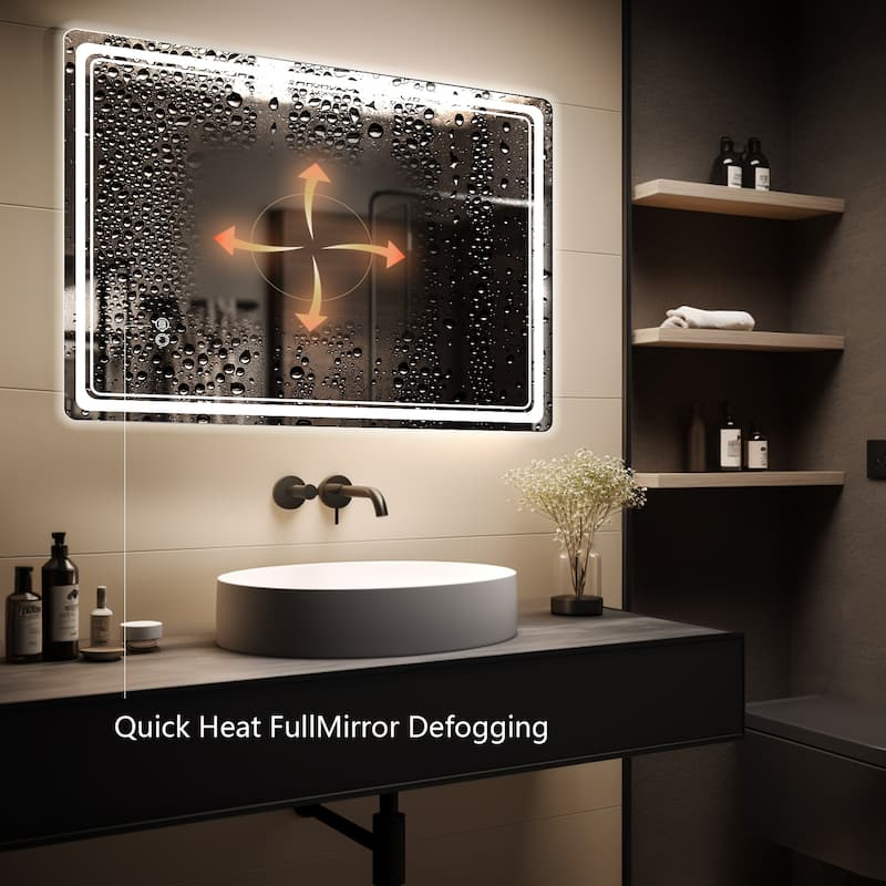 Wallbeyond 3-Tone Modern Style Frameless Rectangular LED Wall Mirror