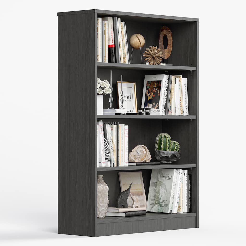 4 Shelf Bookcase 48 Inches Tall Modern Wood Bookshelf for Living Room 4 Tier Wide Manga Bookshelves Library Bookcase