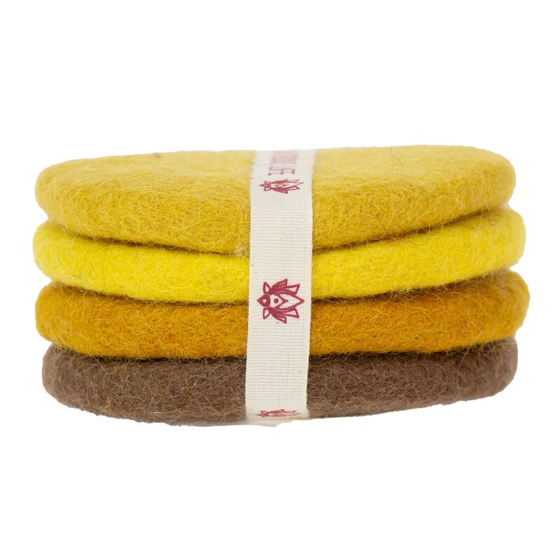 Handmade Felt Macaroon Coasters, Set of 4 - Honey Bee