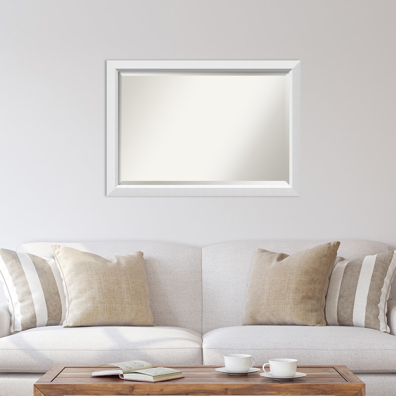 Beveled Wood Wall Mirror - Blanco White Frame
