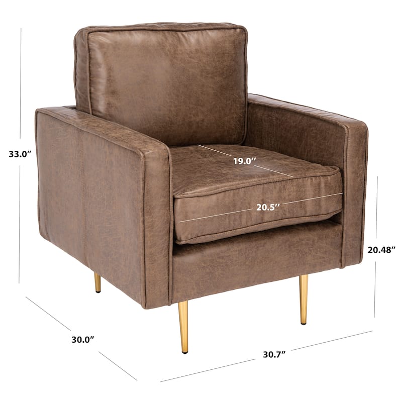SAFAVIEH Lugenia Brown/Gold Accent Chair - 31" W x 30" D x 33" H - 31Wx30Dx33H