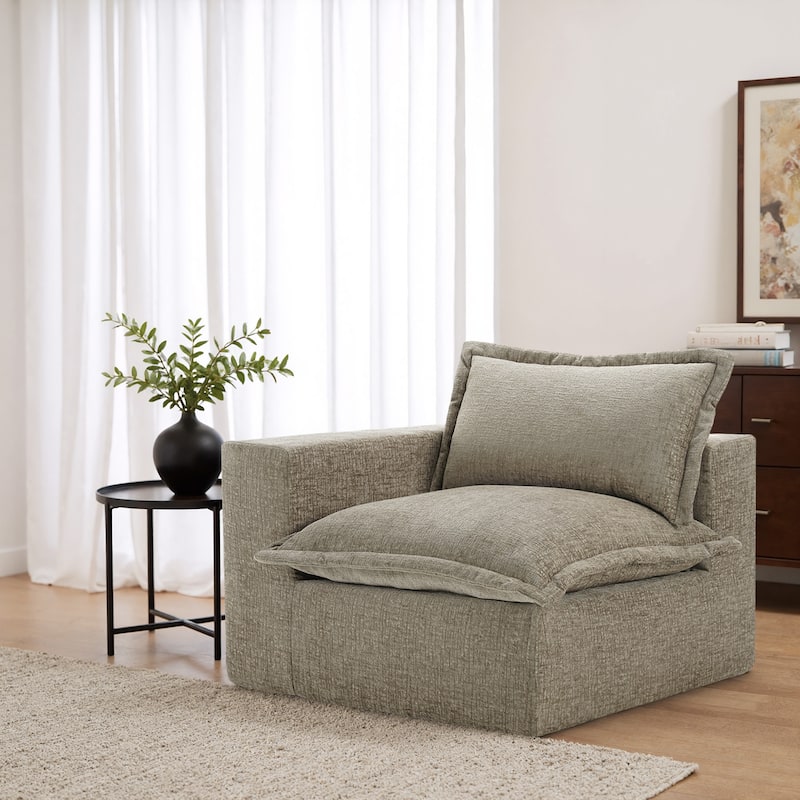 42"W Chenille Upholstered No Assembly Corner Chair