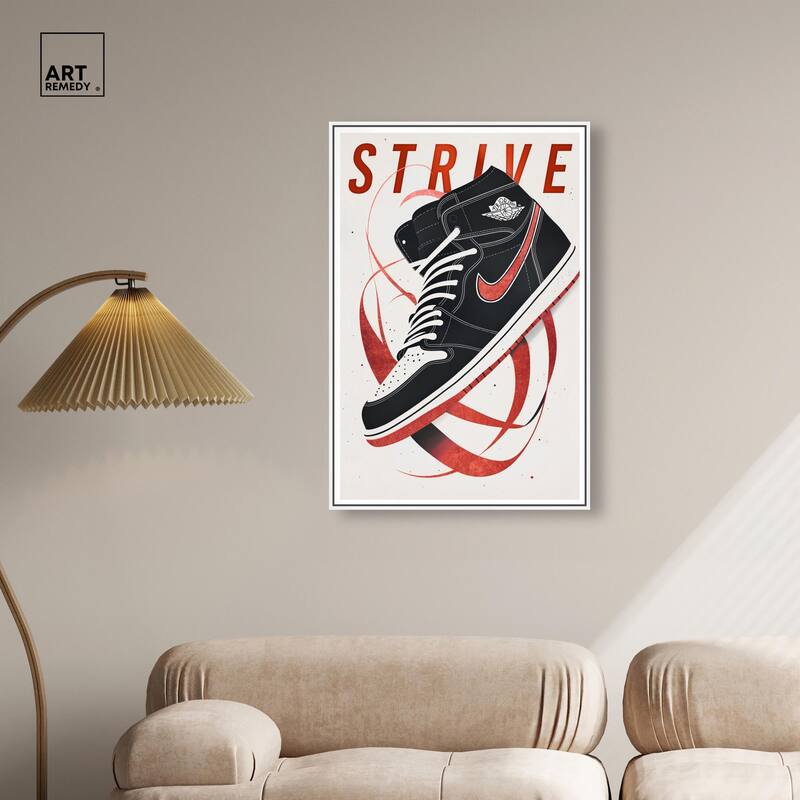 Red Ribbon Sneaker Canvas by Art Remedy