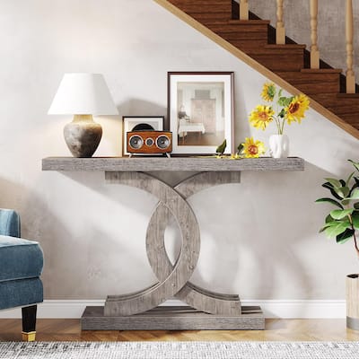 Modern Farmhouse 39-inch Entryway Table with Geometric Base