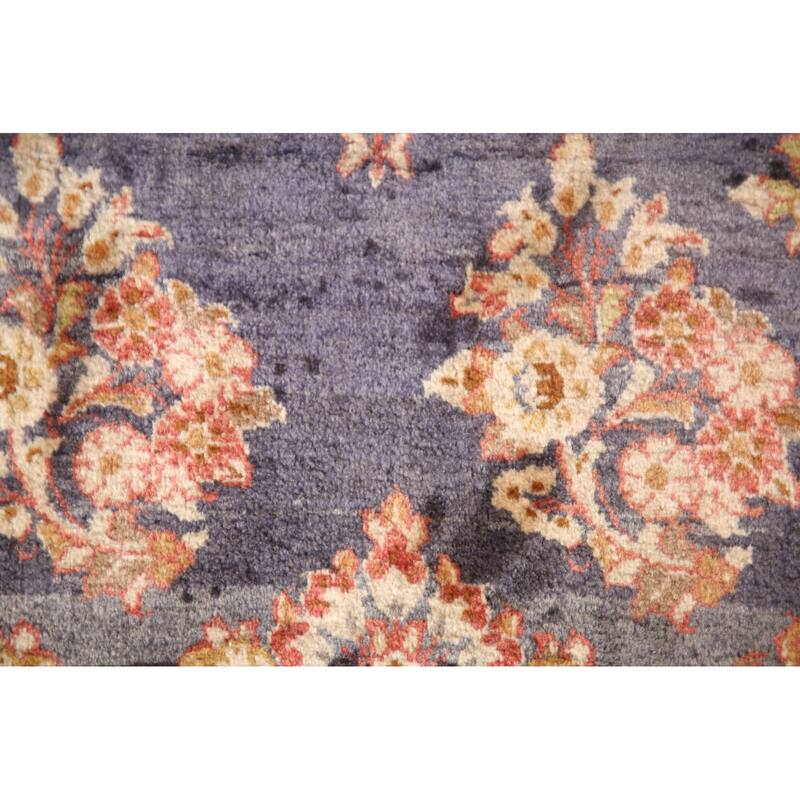 All-Over Floral Sarouk Persian Vintage Rug Hand-knotted Wool Carpet - 3'10"x 4'10"