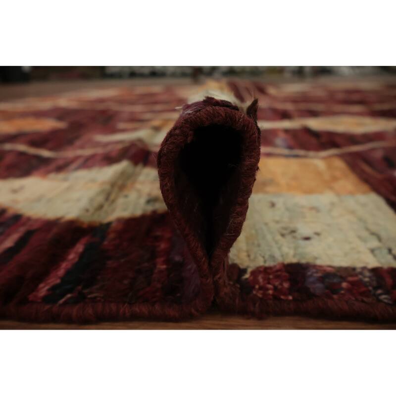 Hand Knotted Oriental 100% Wool Carpet Modern Tribal Red Moroccan Area Rug - 9' 9'' X 8' 3''