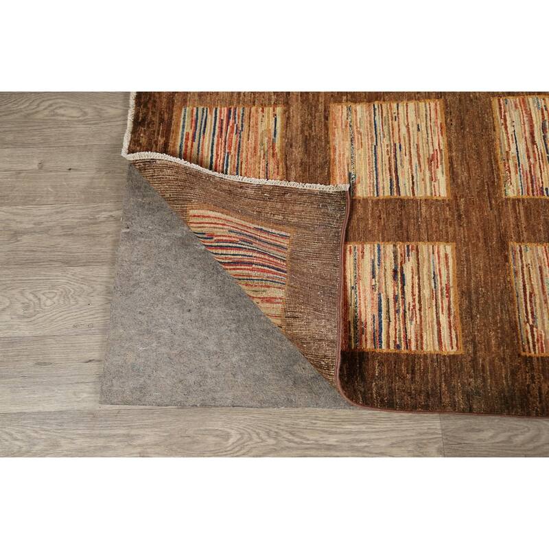 Checkered Gabbeh Kashkoli Oriental Wool Area Rug Handmade Carpet - 5'5" x 9'1"