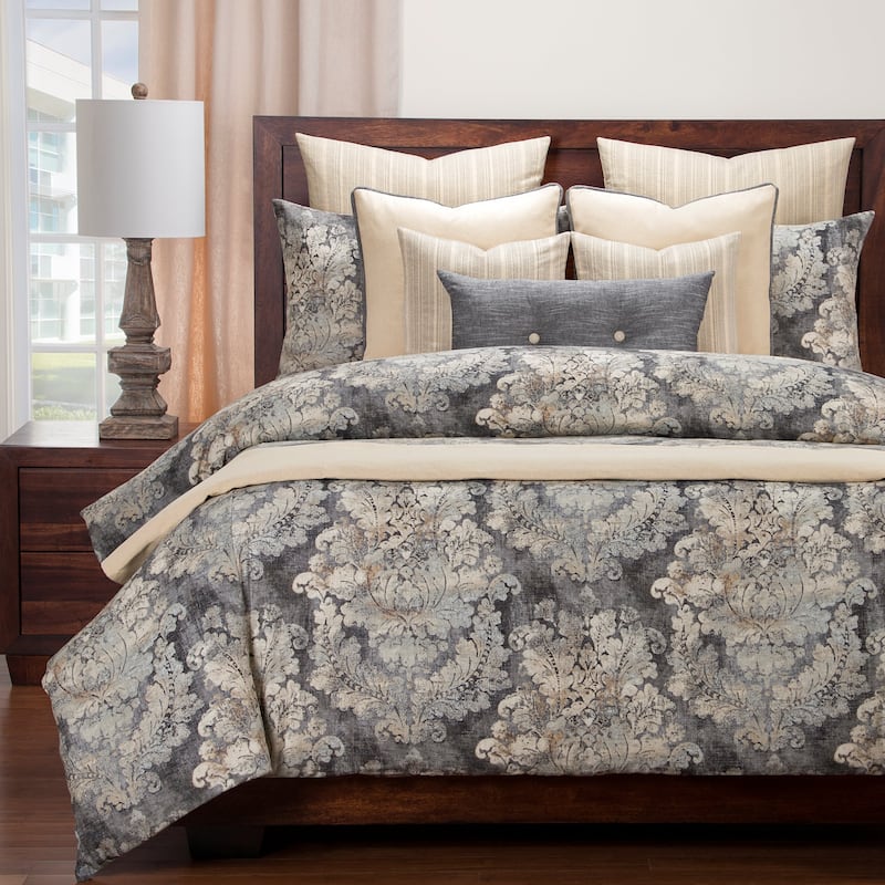 Siscovers Cindersmoke Damask Cotton-Linen Duvet Set