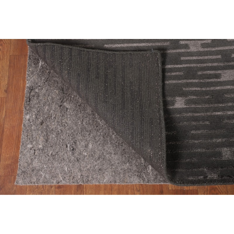 Striped Nepalese Oriental Area Rug Hand-Knotted Wool Carpet - 8'0" x 9'9"