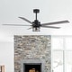 preview thumbnail 14 of 17, 65" Black Wooden 5-Blade Industrial Ceiling Fan with Light and Remote