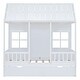 preview thumbnail 4 of 11, Twin Size White Wooden House Bed Safety Toddler Bed Frame with Twin Size Trundle, Apex Roof, Safety Guardrail, Windows