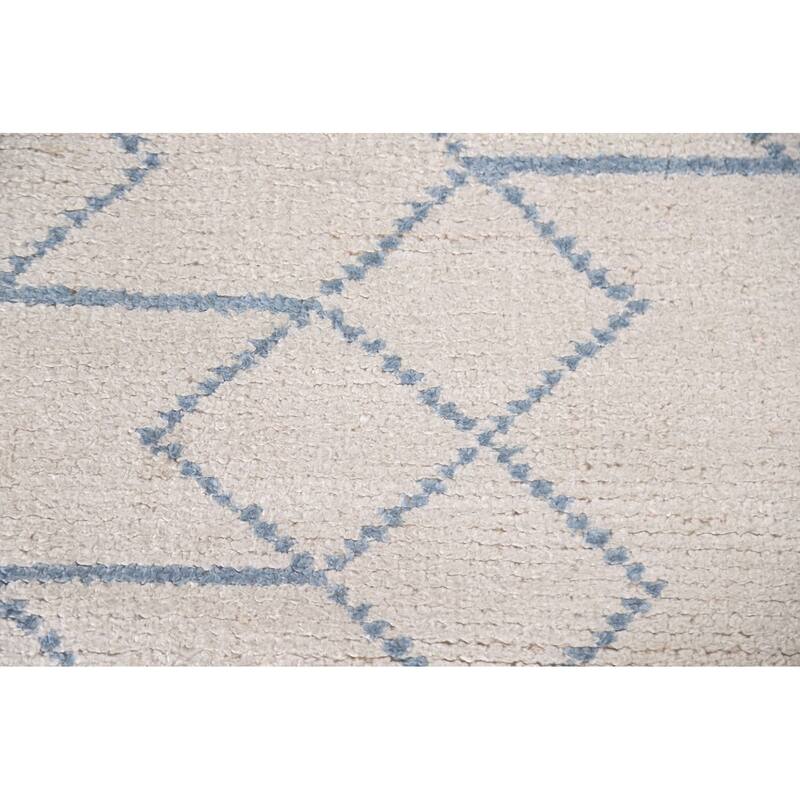 All-Over Trellis Moroccan Oriental Area Rug Hand-Knotted Wool Carpet - 5'1"x 8'0"