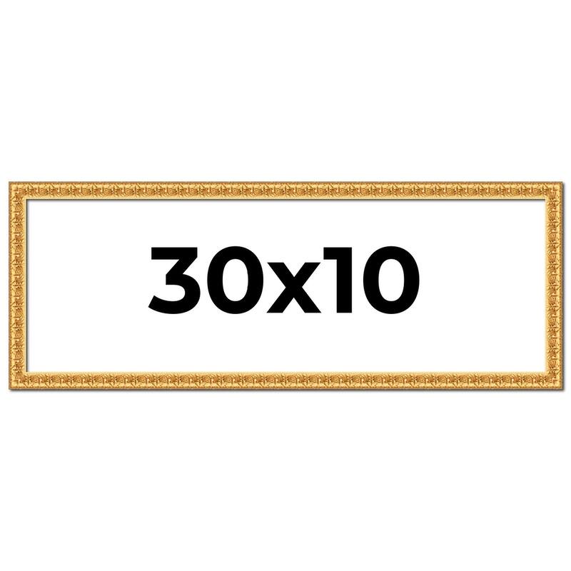 30x10 Frame Gold Real Wood Picture Frame Width 1 inches | Interior