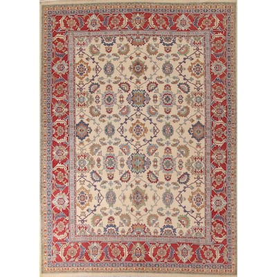 Ivory Kazak Area Rug Handmade Wool Carpet - 8'10"x 11'6"