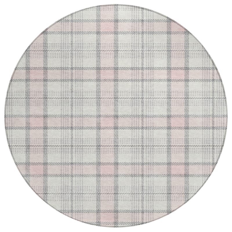 Machine Washable Indoor/ Outdoor Casual Plaid Chantille Rug