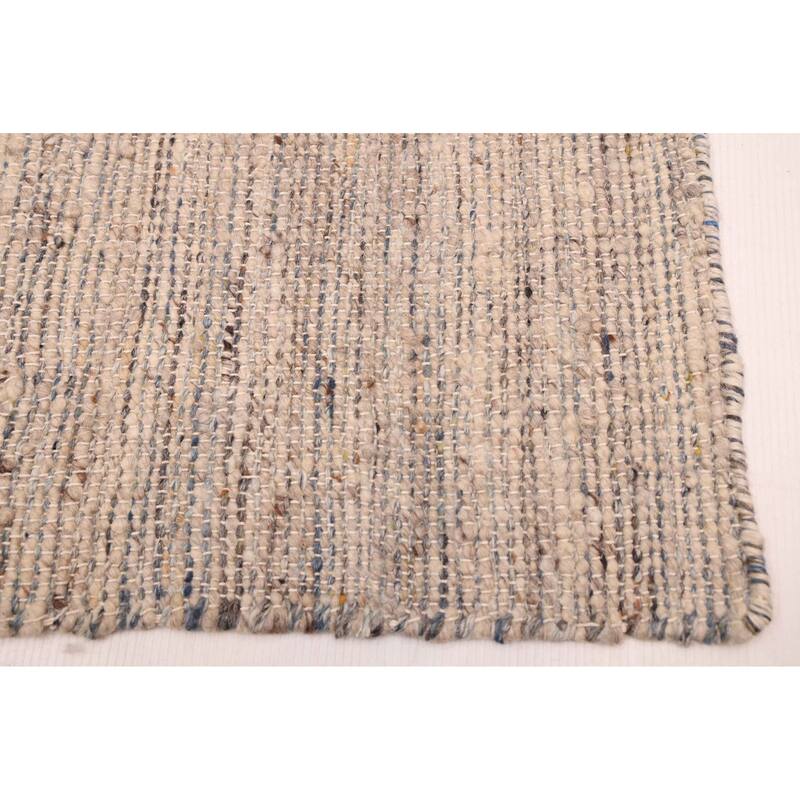 ECARPETGALLERY Braid weave Sienna Light Grey Wool Kilim - 8'3 x 10'4