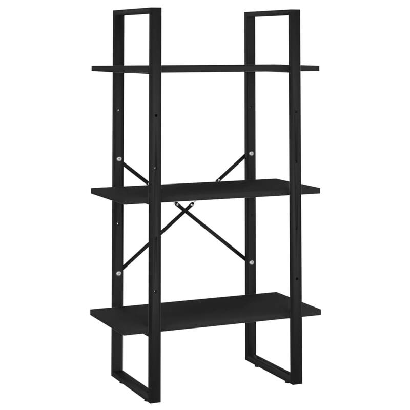 vidaXL 5-Tier Book Cabinet Black 23.6"x11.8"x68.9" Engineered Wood - 23.6"x11.8"x69.9"