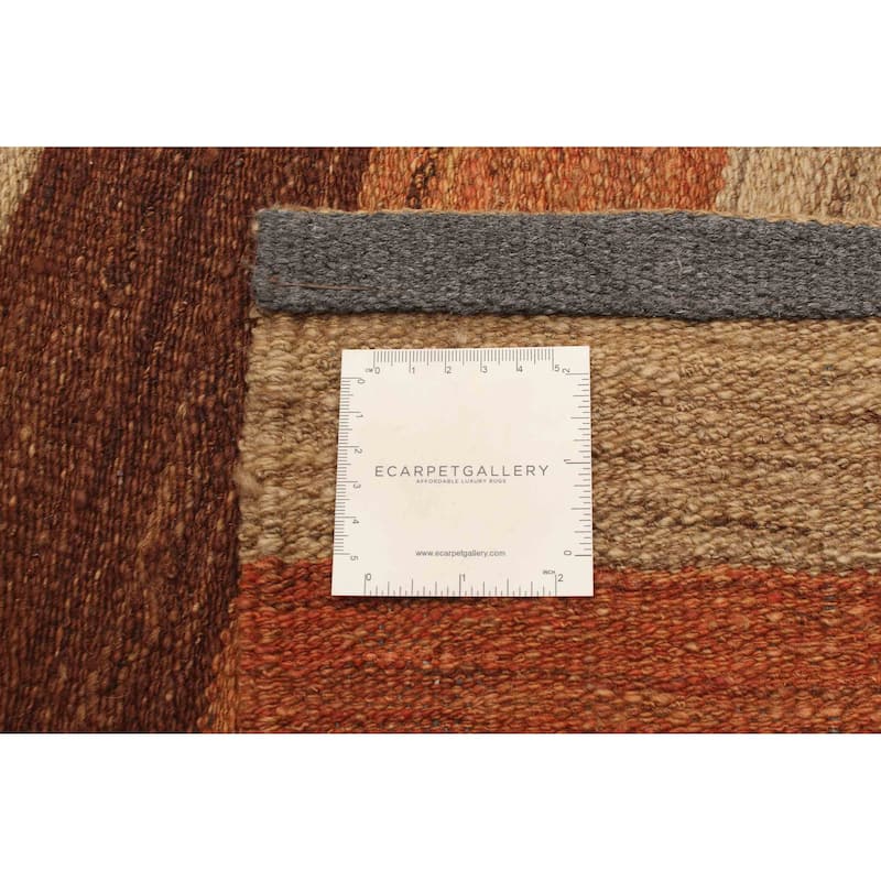 ECARPETGALLERY Flat-Weave Boho Khaki Wool Kilim - 4'10 x 6'4
