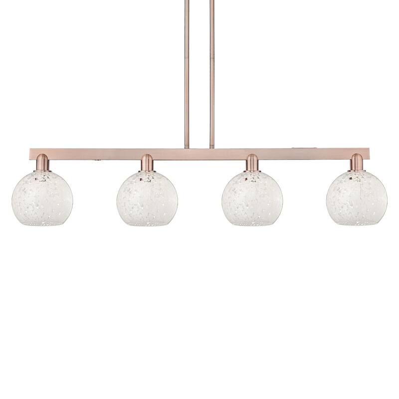 Innovations Lighting 716-4I-11-51 White Mouchette Linear White - Antique Copper / White Mouchette