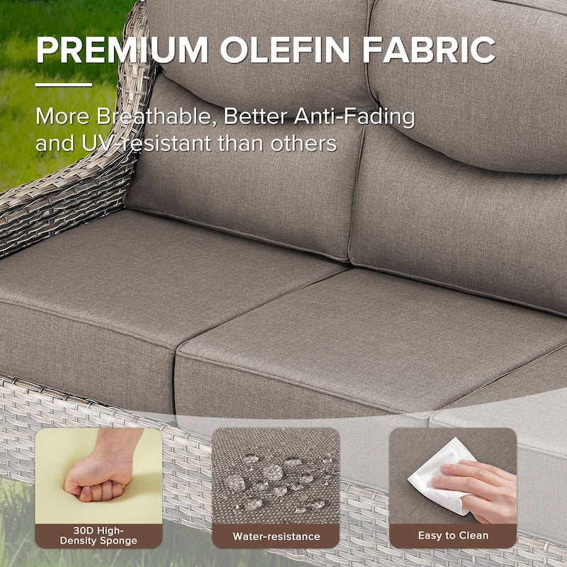 Gymojoy 72'' 3-Seat Outdoor Durable Sofa with 6-Inch Ultra-Plush Cushions & Water-Resistant Olefin Fabric
