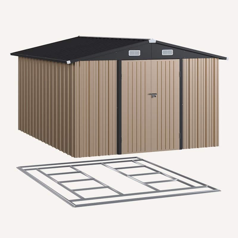 AOXUN Outdoor Storage Shed with Lockable Doors and Air Vents for Garden