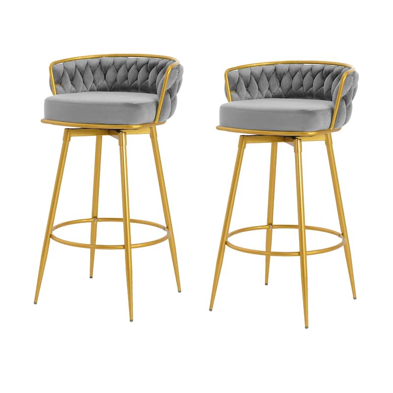 Christopher Knight Home - Lila Modern Gold Finish Swivel Counter Height Bar Stools (Set of 2 )