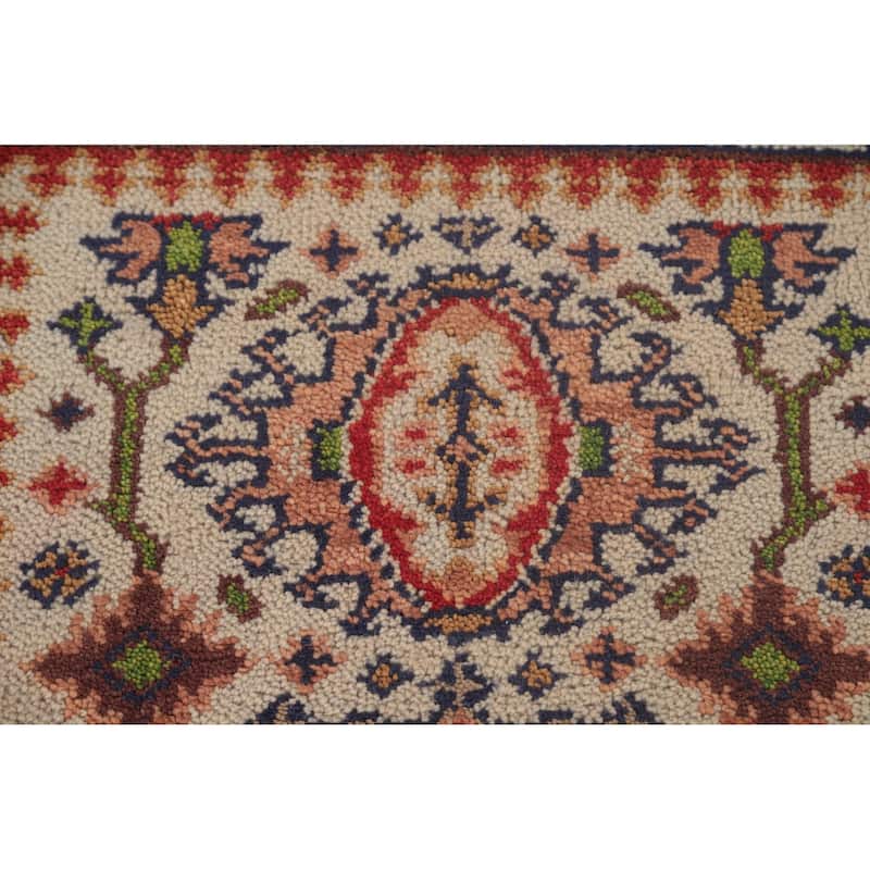 Beige Kazak Runner Rug Hand-Knotted Wool Carpet - 2'7"x 8'1"