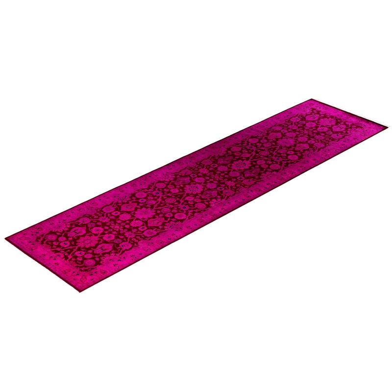 Overdyed One-of-a-Kind Hand-Knotted Area Rug - Pink - 2' 7" x 10' 1"