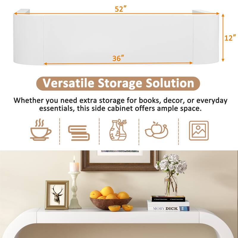 52" Modern Storage Side Cabinet with Sturdy and Stable Frame for Living Room, Hallway, Bedroom