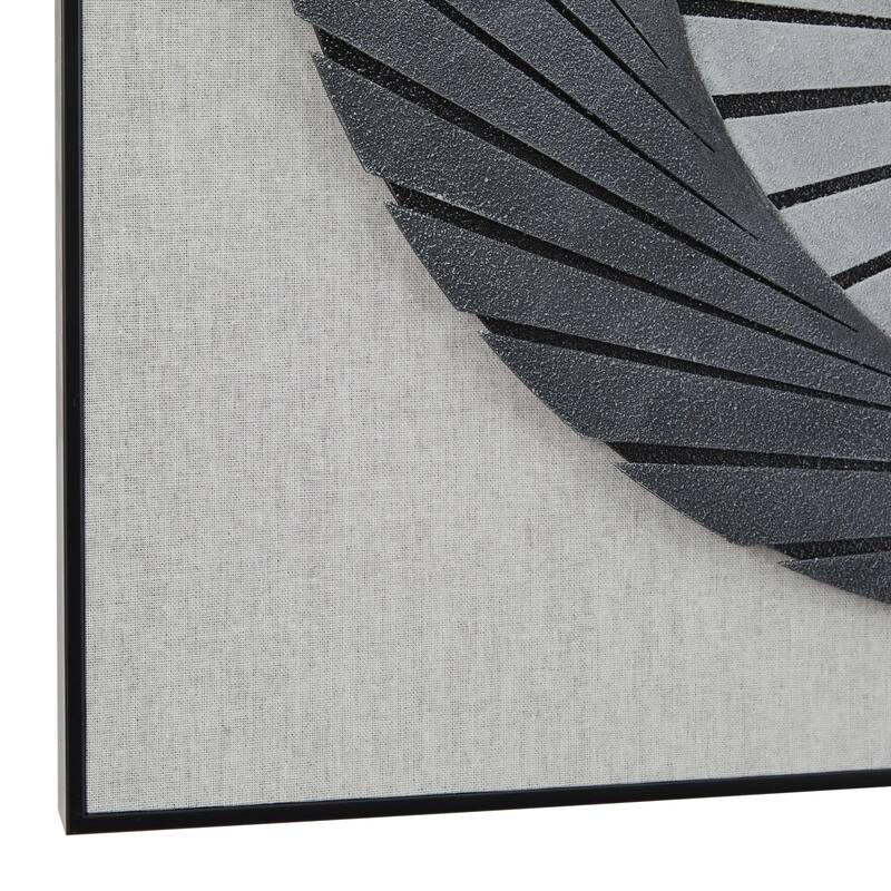 Wood Geometric 3D Spiral Shadow Box with Black Frame - Gray - Roche River Decor