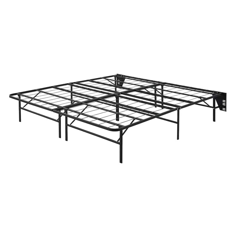 Raven Foldable Metal Platform Bed Frame, King - Black