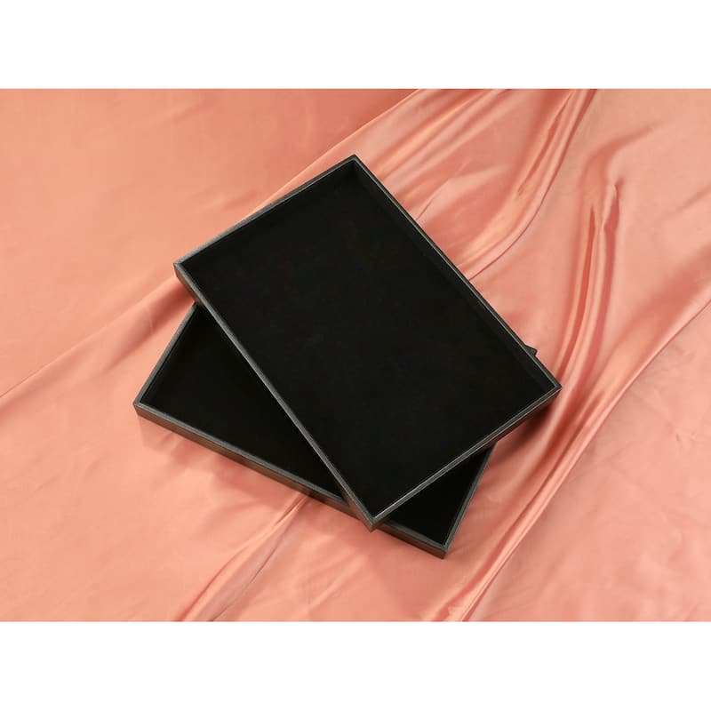 Set of 2 Stackable Velvet Jewelry Organizer Trays with Removable Dividers for Drawers, Jewelry Container Case Storage Holder