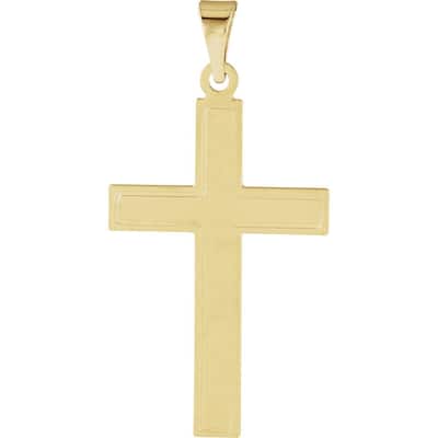 Curata 14k Yellow Gold Cross Pendant 28x18mm