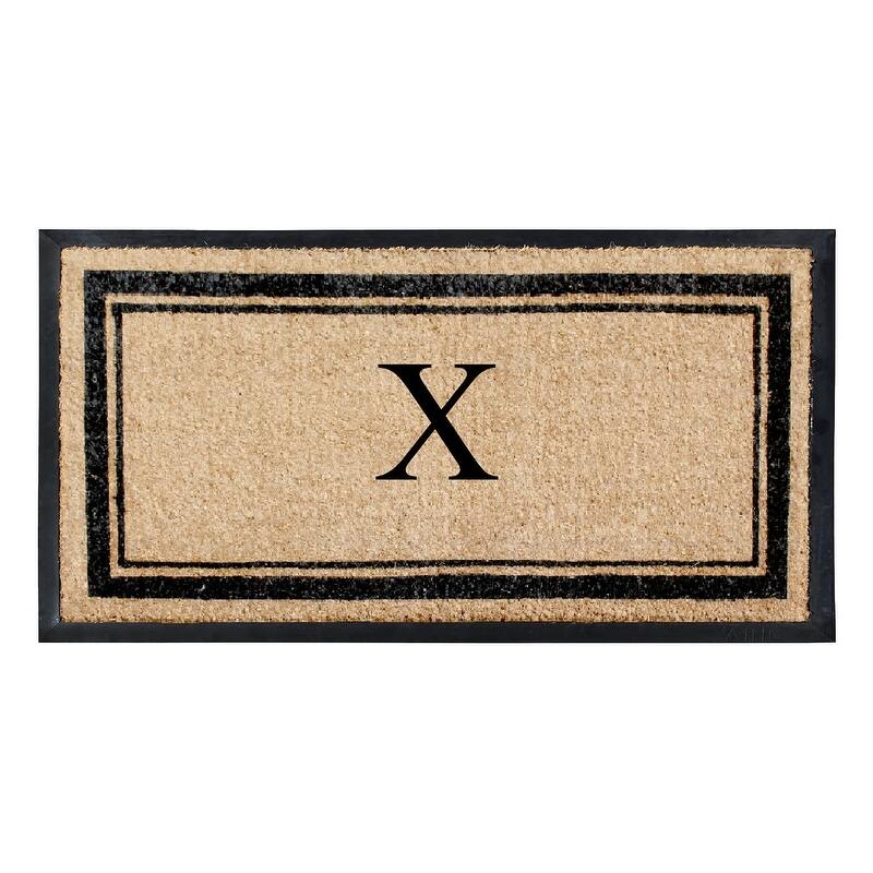 A1HC Picture Frame Natural Rubber & Coir Large Monogrammed Doormat 24"x48" - X