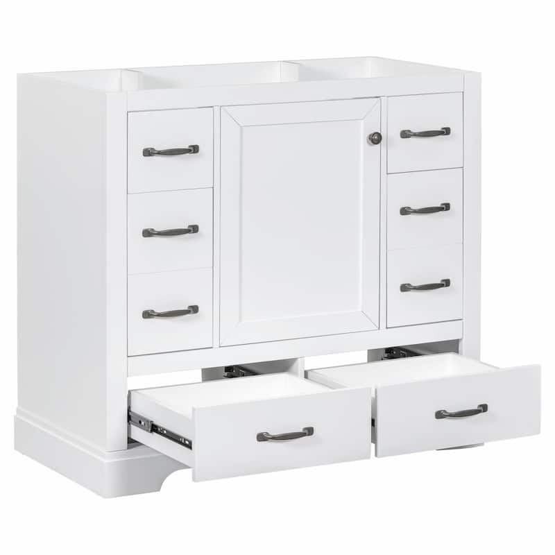 36" Bathroom Vanity with Sink Combo: Six Drawers, Multi-Functional Divider, Adjustable Shelf