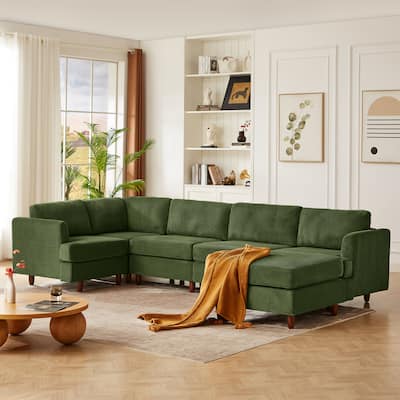 Corduroy Upholstered Sectional Couch Modular Sleeper Sofa Bed with Ottoman Chaise Lounge, Free Defined Sofa Size and Shape