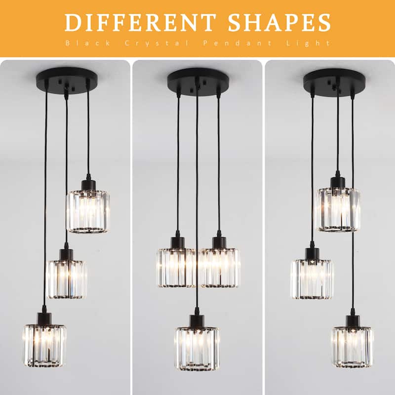 Modern 3-Light Crystal Chandelier, Kitchen Island Pendant Lights, Classic Semi Flush Mount Chandelier for Dining Room