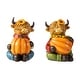 preview thumbnail 9 of 7, Glitzhome 4.25"H Set of 2 Thanksgiving Resin Highland Cow Table Decor
