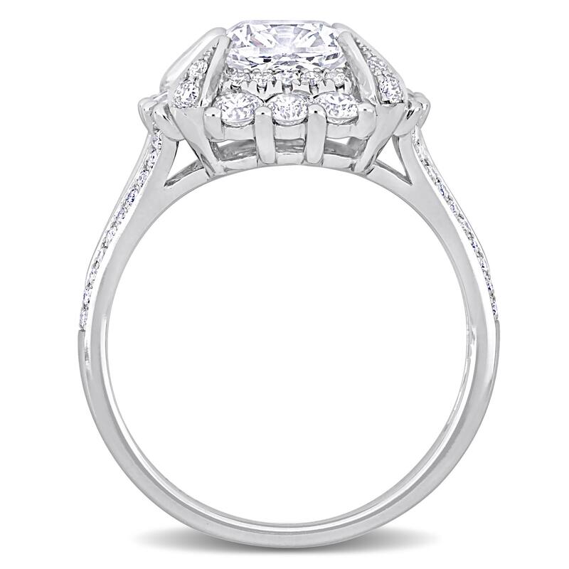 Miadora 3ct TDW Cushion and Round-Cut Diamond Cluster Halo Splitshank Ring in 14k White Gold