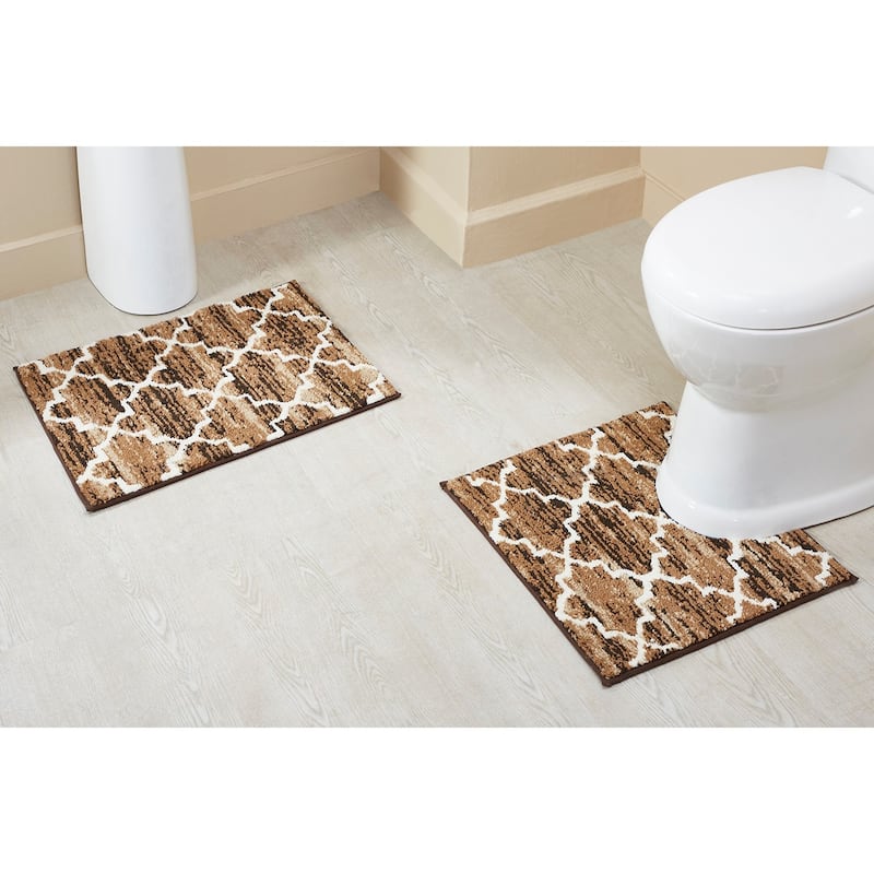 Better Trends Savio Collection Marrakesh Bathroom Rug - 100% Micro Polyester with Gel Foam Backing, Machine Washable Bath Mat