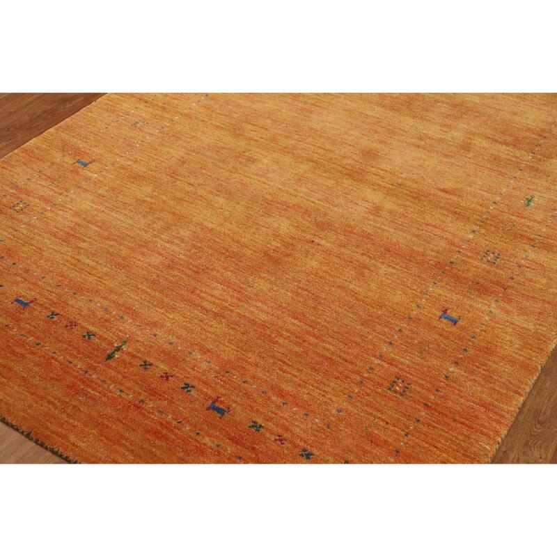 Gabbeh Indian Area Rug Handmade Orange Wool Carpet - 4'11" x 7'7"