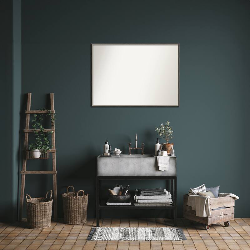 Theo Narrow Non-Beveled Wood Framed Bathroom Vanity Wall Mirror