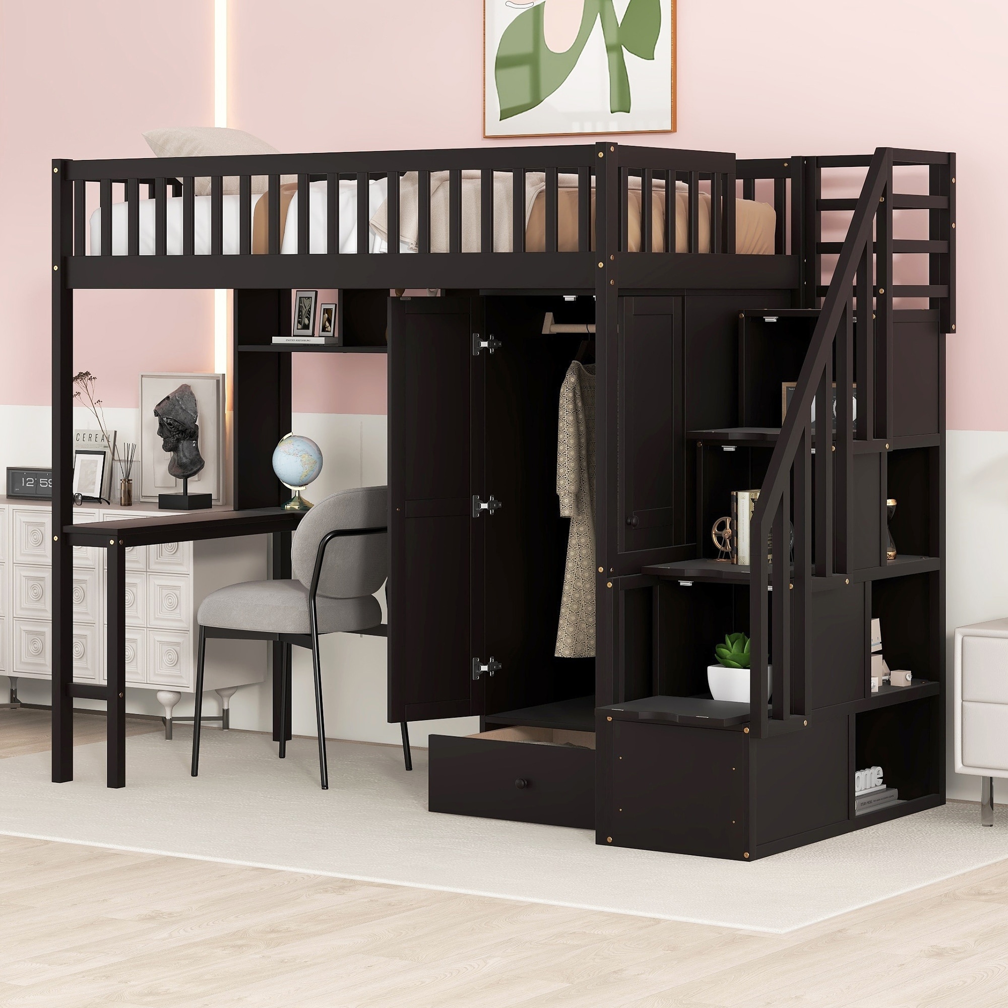 Black wood loft bed sale